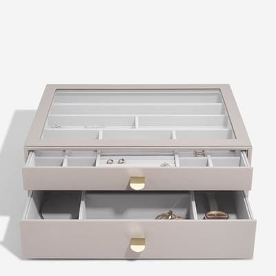 Taupe Supersize Jewellery Box - Set of 2 (with drawers)