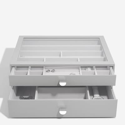 Pebble Grey Supersize Jewellery Box - Set of 2 (with drawers)