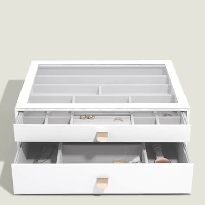 Pebble White Supersize Jewellery Box - Set of 2 (with drawers)