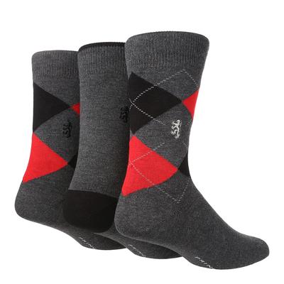 Grey 3 Pack Pringle Argyle Socks