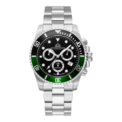Men's Marine Chrono Black, Green & Silver Watch 44mm