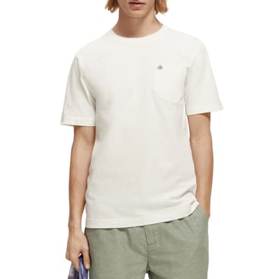White Crewneck Pocket Cotton T-Shirt