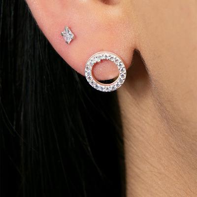 Silver Circle Stud Earrings
