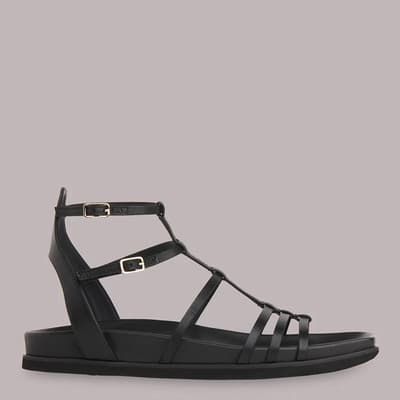 Black Harlan Strappy Leather Sandals