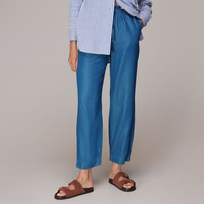 Blue Lucy Chambray Cotton Trousers