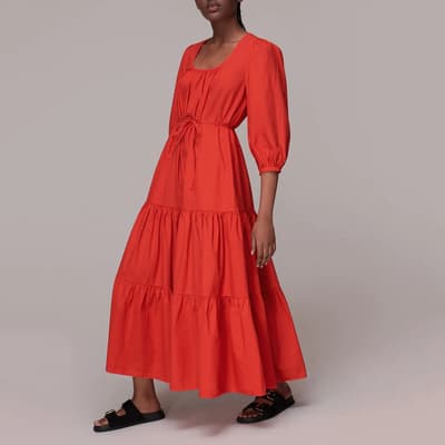 Red Nelly Trapeze Cotton Dress