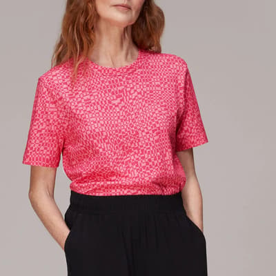 Pink All Over Print Emily Cotton T-Shirt