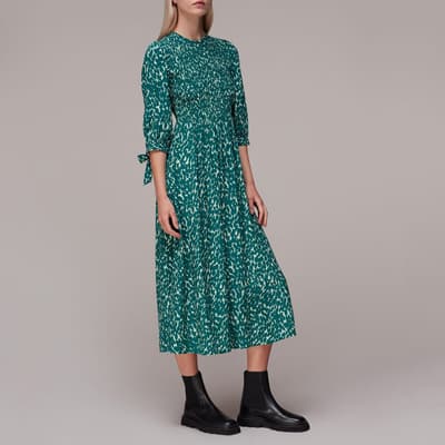 Green Sahara Printed Midi Dress
