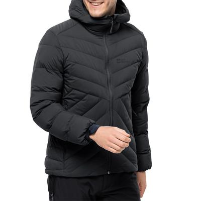 Black Athletic Down Hooded Weather Resist Jacket