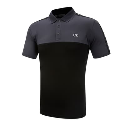 Black Knitted Contrast Polo Shirt