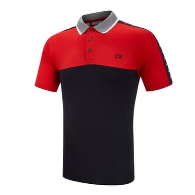 Navy/Cardinal Red Knitted Cotton Contrast Polo Shirt