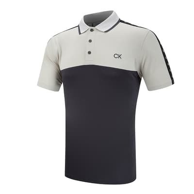 Urban Grey/Silver Knitted Cotton Contrast Polo Shirt