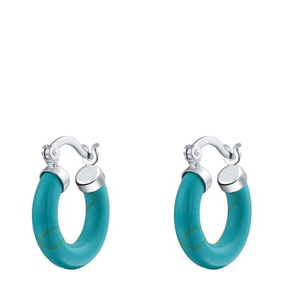 Sterling Silver Turquoise Hoop Earrings