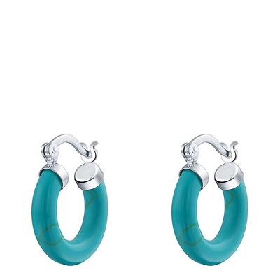 Sterling Silver Turquoise Hoop Earrings