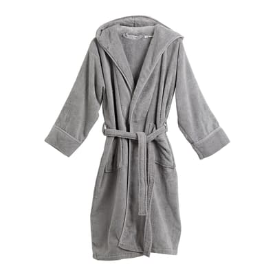 Plush Hooded S/M Robe, Grey