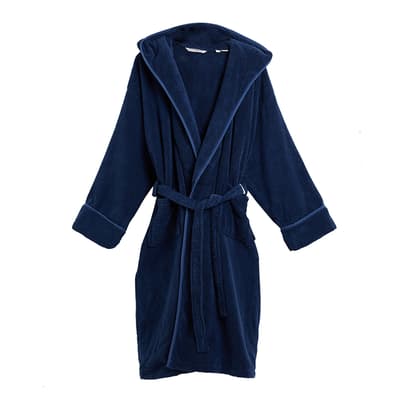 Plush Hooded L/XL Robe, Navy