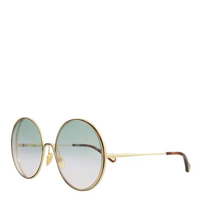 Womens Chloe Gold Gold Green Sunglasses 61mm