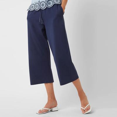 Navy Leni Wide Leg Cotton Trousers