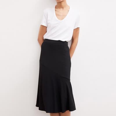Black Tassia Ruffle Midi Skirt