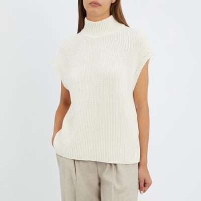 Cream Cashmere Blend Sleeveless Knit Vest