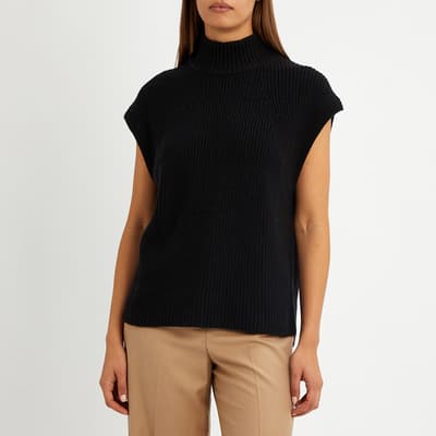 Black Cashmere Blend Sleeveless Knit Vest