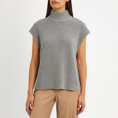 Grey Cashmere Blend Sleeveless Knit Vest