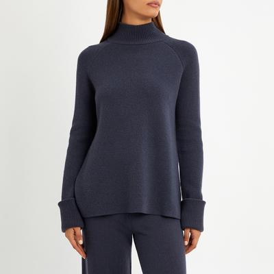 Slate Cashmere Blend Funnel Neck Jumper
