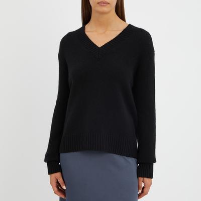 Black Cashmere V-Neck Jumper