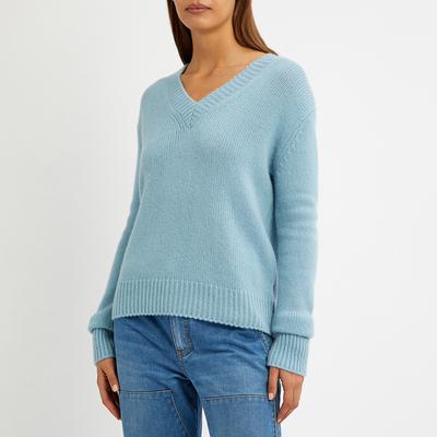 Seafoam Cashmere Vee Neck Jumper