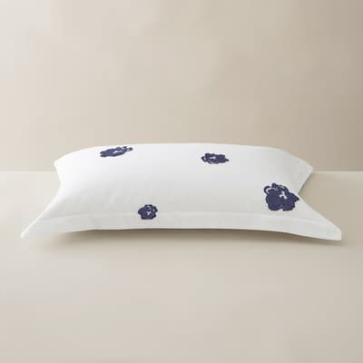 Magnolia Fil Coupe Oxford Pillowcase, White/Navy