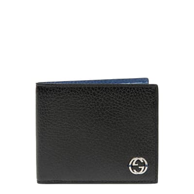 Black/Blue Men's GG Leather Bifold Wallet