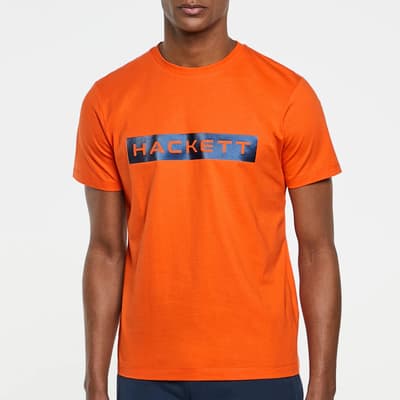 Orange Logo Cotton T-Shirt