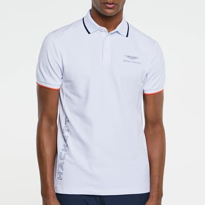 White AMR Logo Cotton Blend Polo Shirt