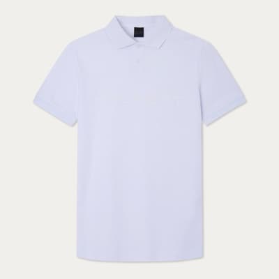 White Logo Short Sleeve Cotton Polo Shirt