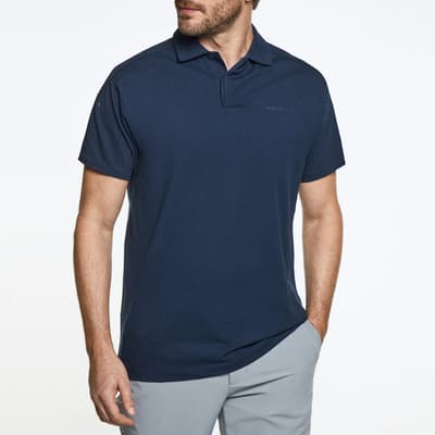 Navy Stretch Cotton Blend Polo Shirt