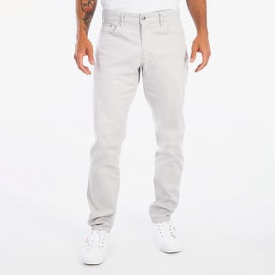 Winter White Tapered Cotton Blend Trousers