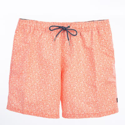 Orange Printed Swim Shorts