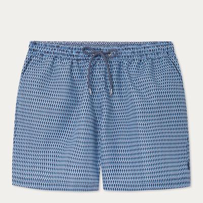 Navy Fish Print Swim Shorts