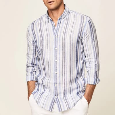 Blue Multi Stripe Linen Shirt