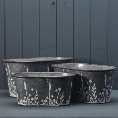 Set of Three Meadow Oval Planters