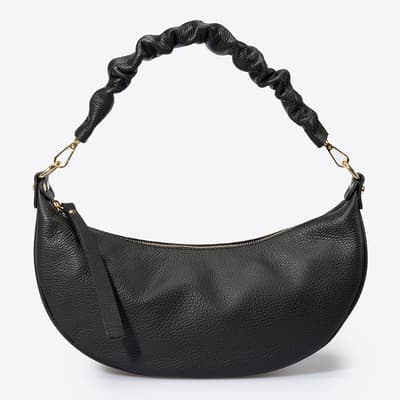 Black Leather Top Handle  Bag