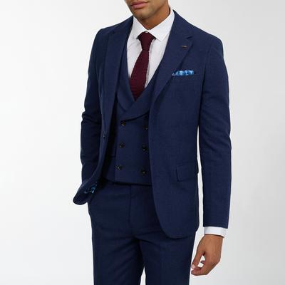 Navy Ralphs 3 Piece Tweed Wool Blend Suit