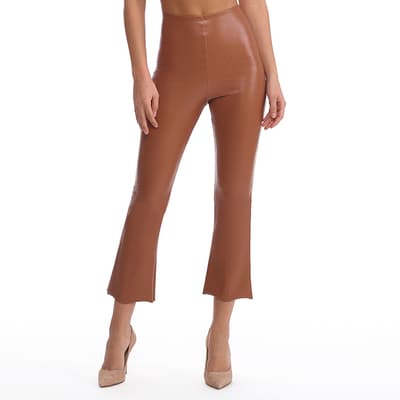Light Brown Faux Leather Crop Flare Legging