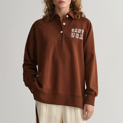 Rust Oversized Organic Cotton Polo Shirt