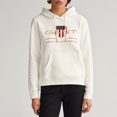 White Shield Logo Cotton Blend Hoodie
