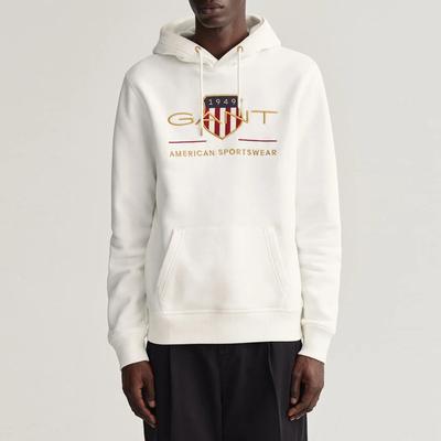 Ecru Archive Shield Logo Cotton Blend Hoodie