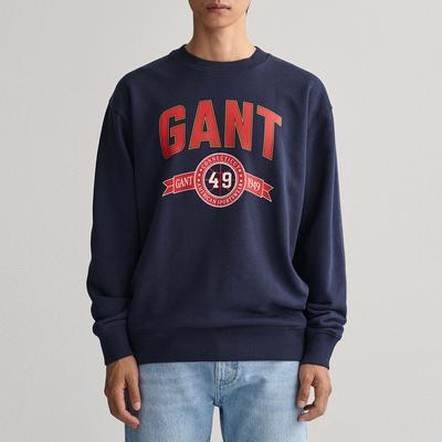 Navy Crest Logo Cotton Blend Sweatshirt