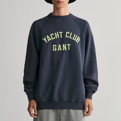 Navy Yacht Logo Cotton Blend Sweatshirt
