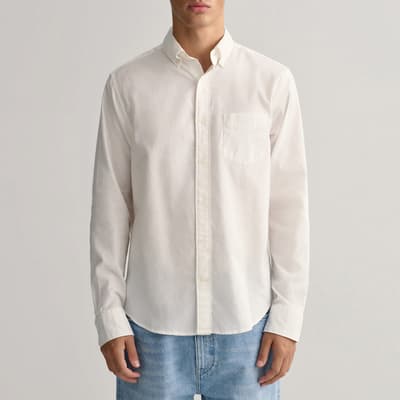 Ecru Regular Fit Cotton Oxford Shirt