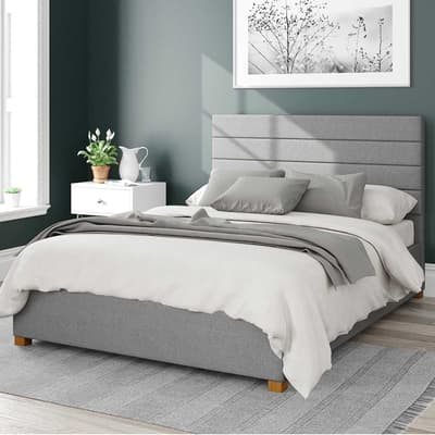 Kelly Eire Linen Fabric Double Ottoman Bed, Grey